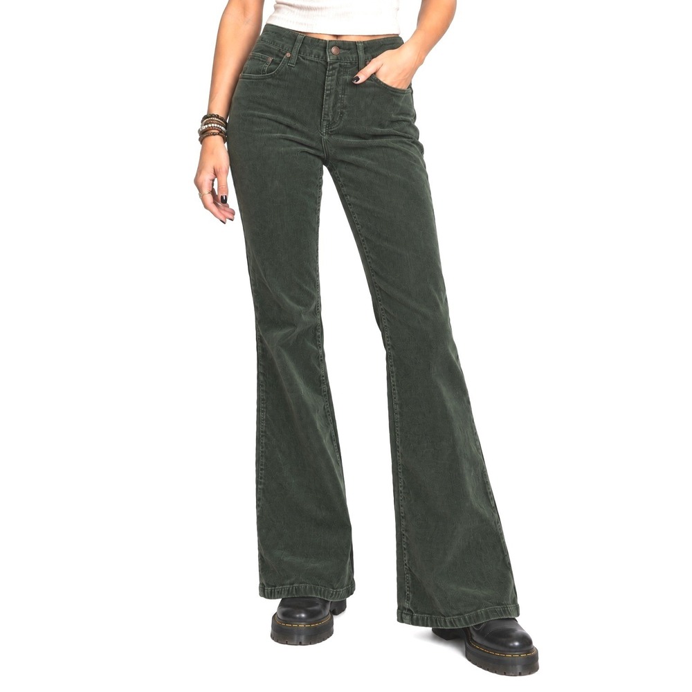 Wrangler High Rise Fierce Flare Corduroy Pants Forest Green Size 8x34